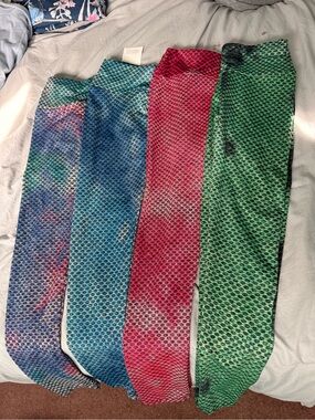 Textured High-Waist Leggings — Green, Pink, Blue, Multi